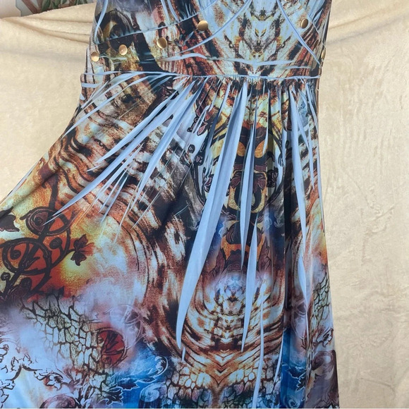 Style & co sublimation maxi summer dress stretchy soft casual blue large - Picture 5 of 10